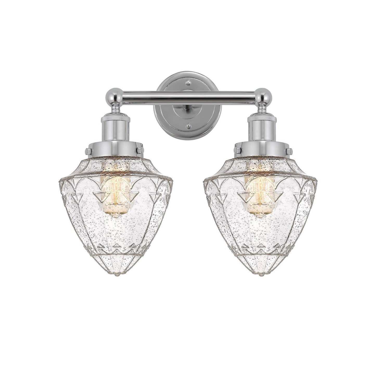 Innovations Bullet 16in 2-Light Bath Vanity Light | Industrial Polished Chrome Steel and Seedy Glass | Bathroom Vanity | 16 x | Model 616-2W-PC-G664-7
