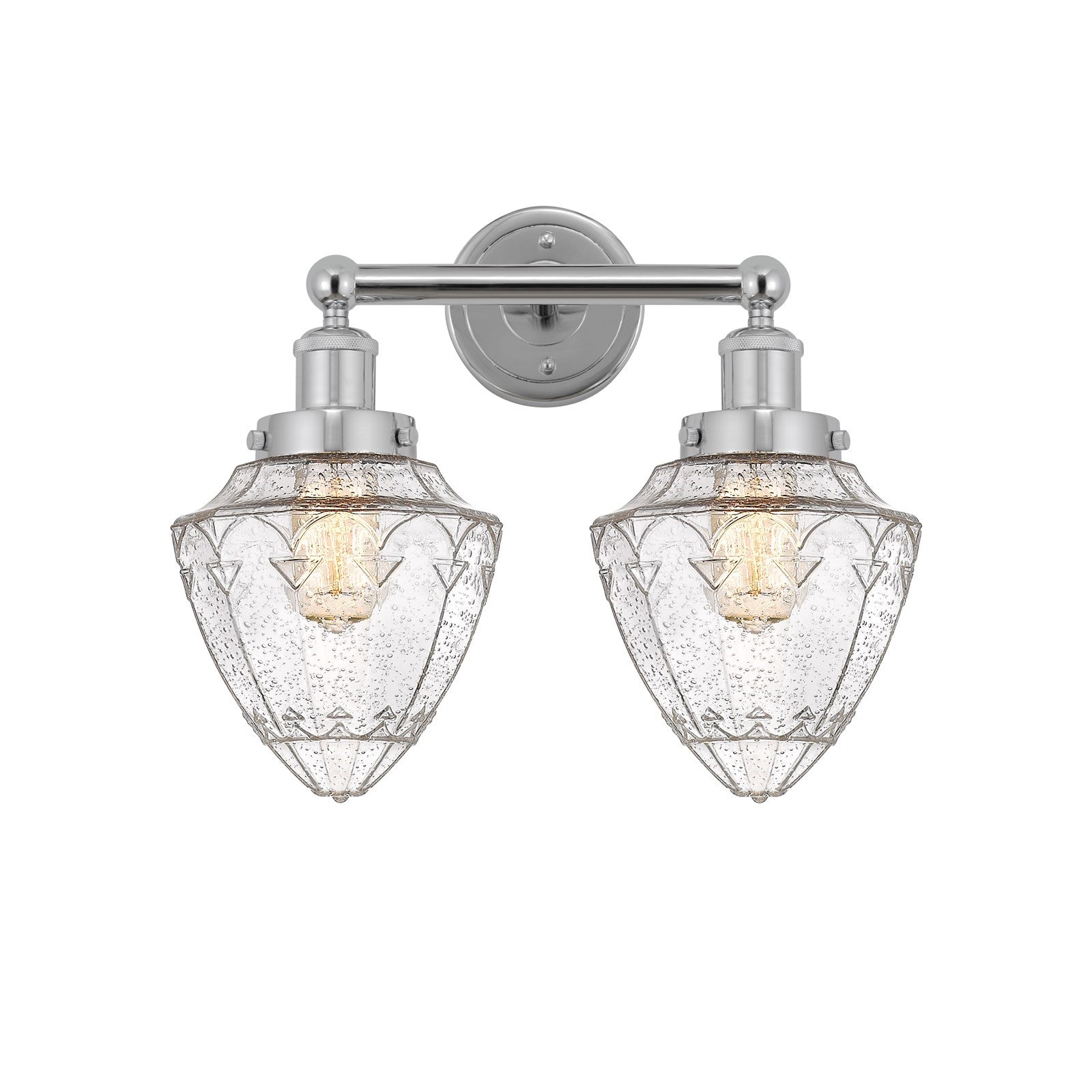 Innovations Bullet 16in 2-Light Bath Vanity Light | Industrial Polished Chrome Steel and Seedy Glass | Bathroom Vanity | 16 x | Model 616-2W-PC-G664-7