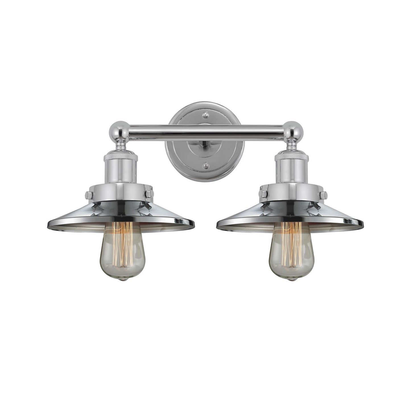 Innovations Railroad 17in 2-Light Bath Vanity | Traditional Industrial Polished Chrome Steel and Cast Brass with Polished Chrome | Model 616-2W-PC-M7