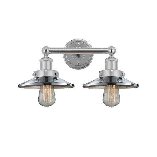 Innovations Railroad 17in 2-Light Bath Vanity | Traditional Industrial Polished Chrome Steel and Cast Brass with Polished Chrome | Model 616-2W-PC-M7