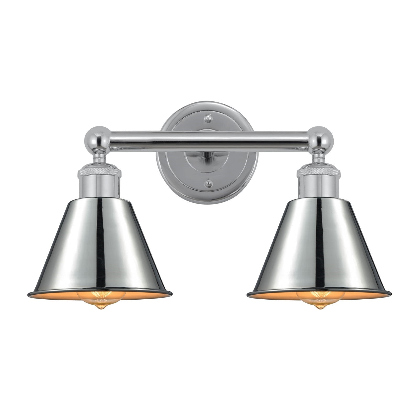 Innovations Smithfield 16in 2-Light Bath Vanity | Industrial Farmhouse Polished Chrome Steel and Metal Shade | Bathroom Vanity | Model 616-2W-PC-M8-PC