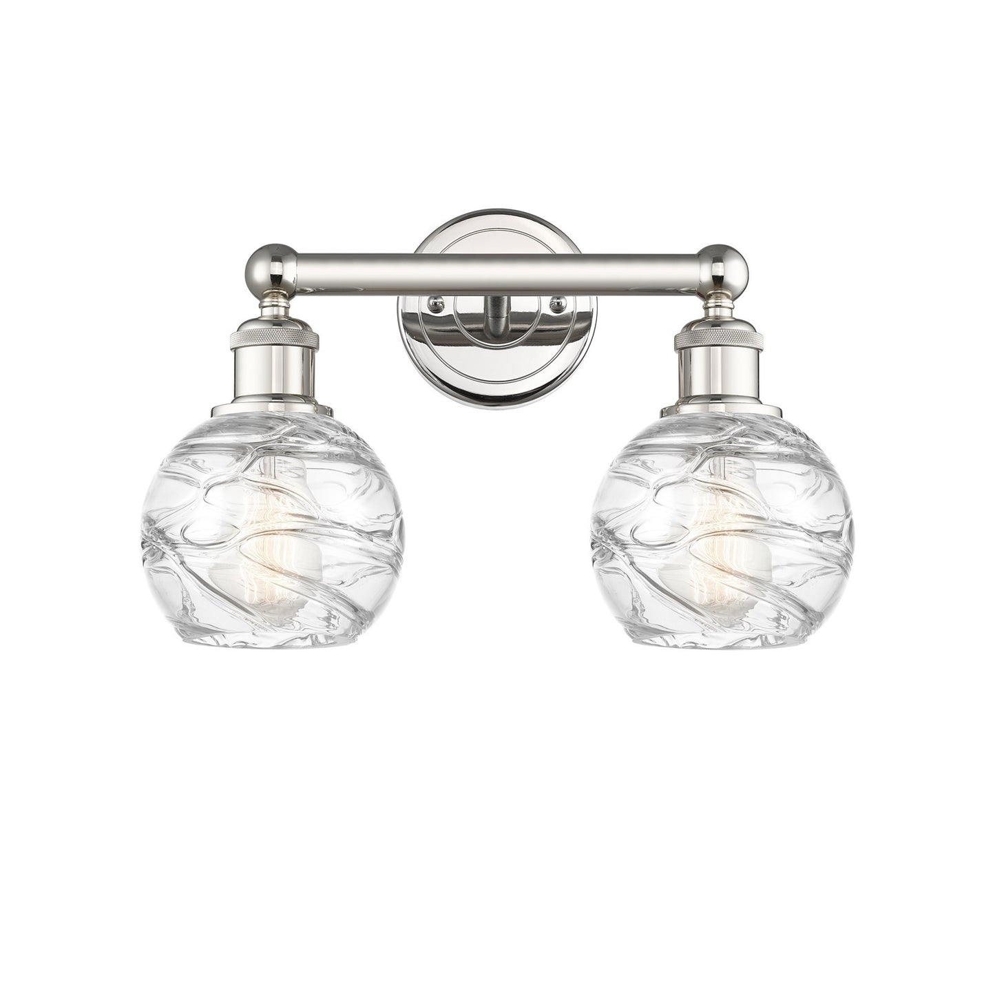 Innovations Athens Deco Swirl 15in 2-Light Bath Vanity Light | Industrial Polished Nickel and Clear Glass | Bathroom Vanity | Model 616-2W-PN-G1213-6CL