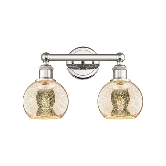 Innovations Athens 15in 2-Light Bath Vanity | Industrial Polished Nickel Steel and Mercury Glass | Bathroom Vanity Light | 14.88 | Model 616-2W-PN-G128-6
