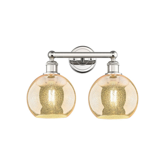 Innovations Athens 17in 2-Light Bath Vanity Light | Industrial Polished Nickel and Mercury Glass | Bathroom Vanity | 17 x 12.25 x | Model 616-2W-PN-G128-8