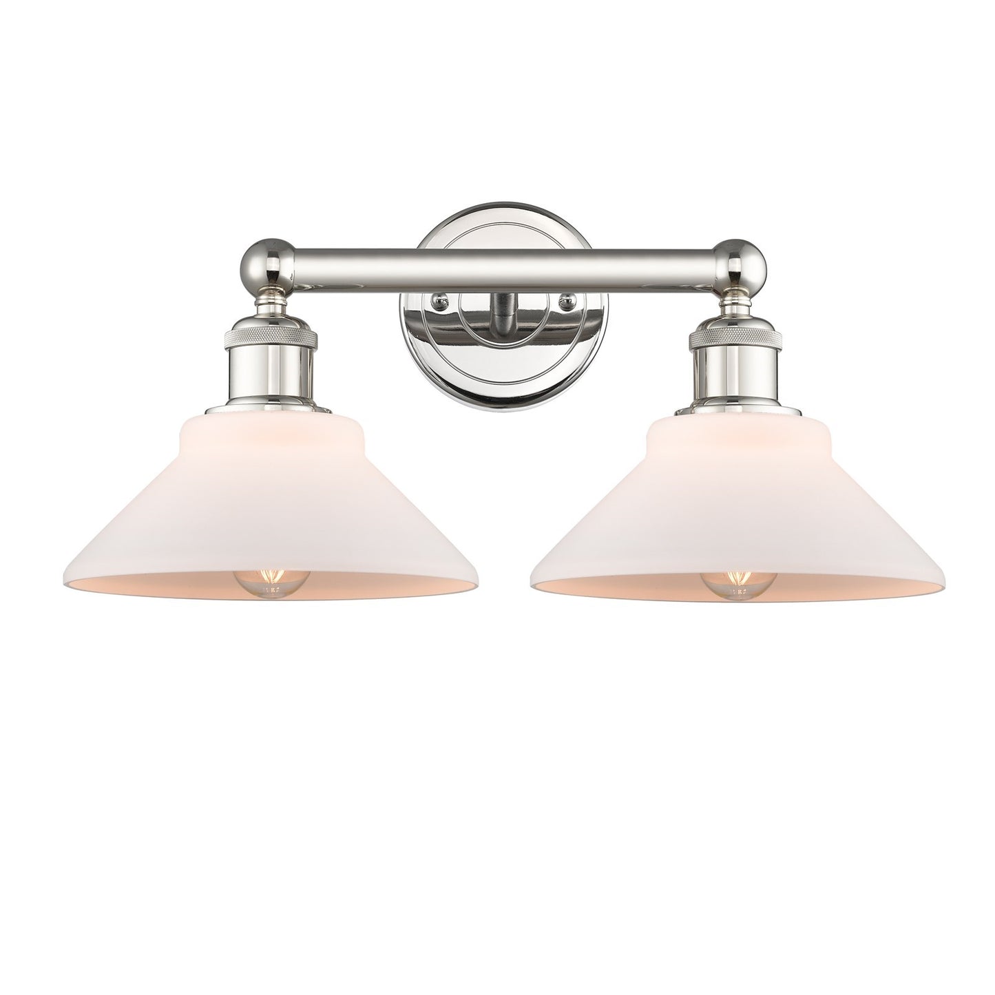 Innovations Orwell 17in 2-Light Bath Vanity Light | Industrial Polished Nickel Steel and Matte White Glass | Bathroom Vanity | Model 616-2W-PN-G131