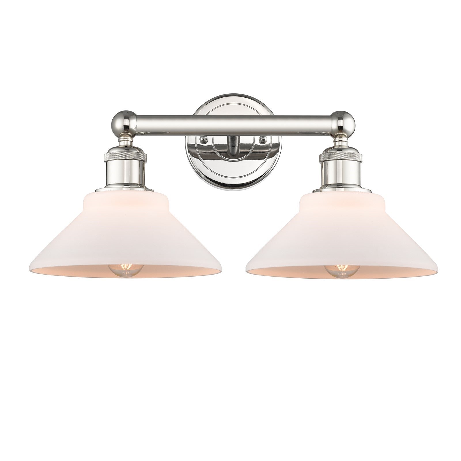 Innovations Orwell 17in 2-Light Bath Vanity Light | Industrial Polished Nickel Steel and Matte White Glass | Bathroom Vanity | Model 616-2W-PN-G131