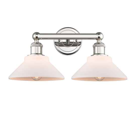 Innovations Orwell 17in 2-Light Bath Vanity Light | Industrial Polished Nickel Steel and Matte White Glass | Bathroom Vanity | Model 616-2W-PN-G131