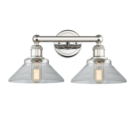 Innovations Orwell 17in 2-Light Bath Vanity Light | Industrial Polished Nickel and Clear Glass | Entryway & Hallway Accent | 17.38 | Model 616-2W-PN-G132
