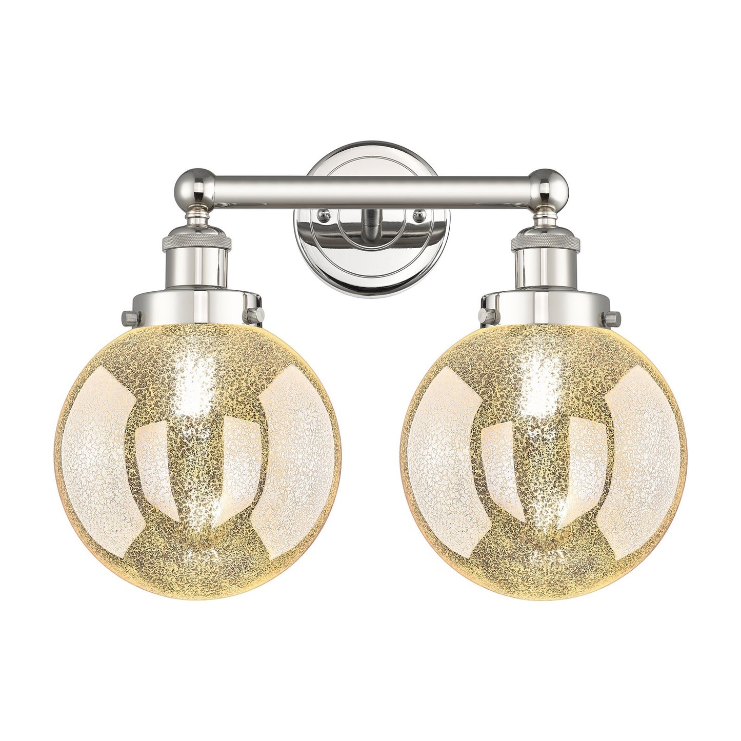 Innovations Beacon 17in 2-Light Bath Vanity Light | Industrial Polished Nickel Steel and Mercury Glass | Bathroom Vanity | 17 x | Model 616-2W-PN-G208-8