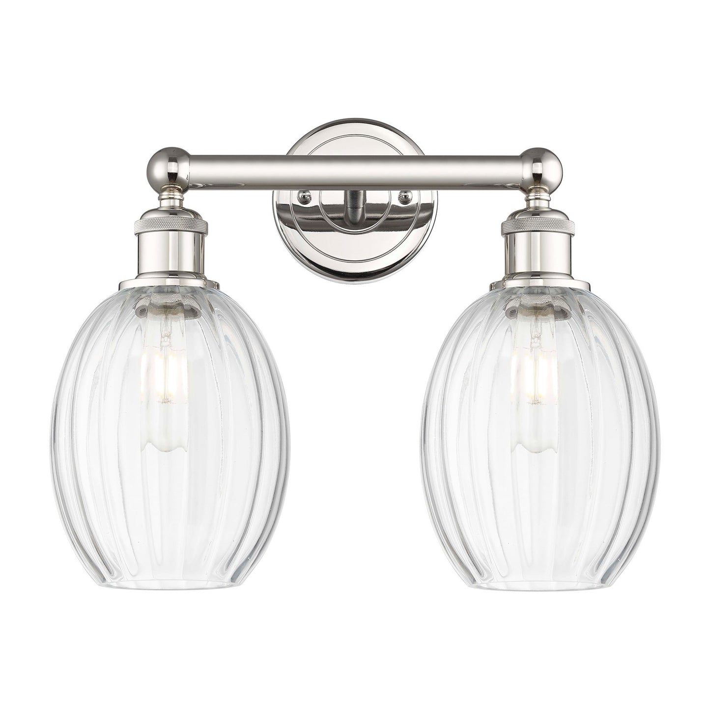 Innovations Preston Bulb 15in 2-Light Bath Vanity Light | Industrial Polished Nickel and Clear Glass | Bathroom Vanity | 15.25 | Model 616-2W-PN-G459-6CL