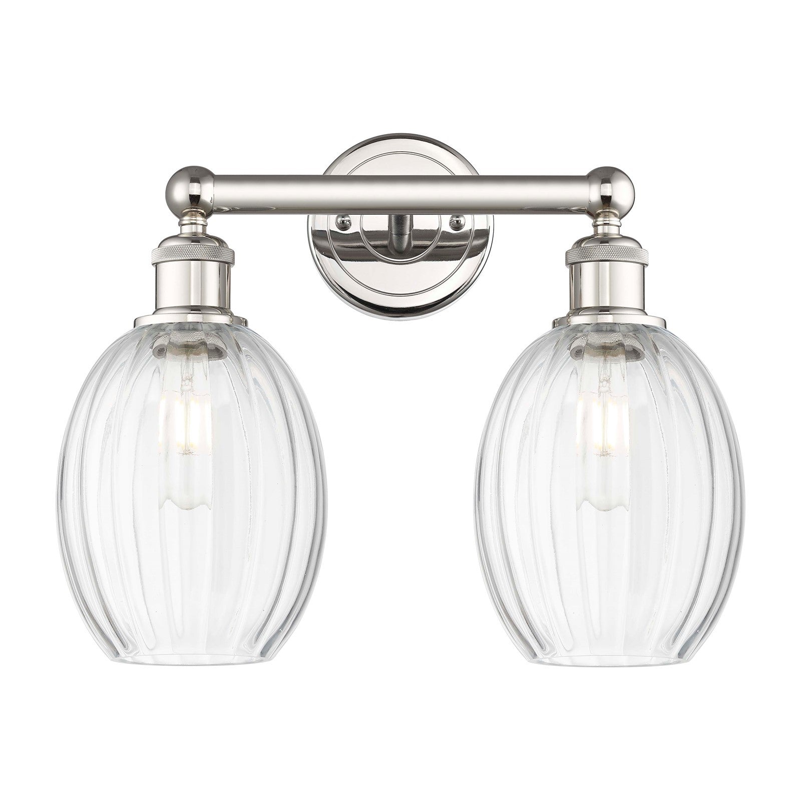 Innovations Preston Bulb 15in 2-Light Bath Vanity Light | Industrial Polished Nickel and Clear Glass | Bathroom Vanity | 15.25 | Model 616-2W-PN-G459-6CL
