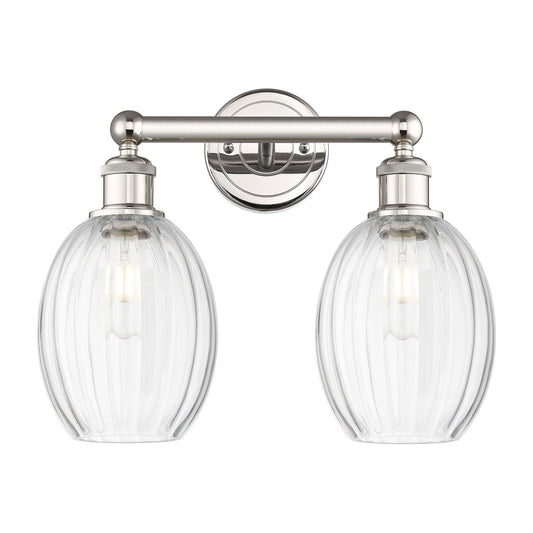 Innovations Preston Bulb 15in 2-Light Bath Vanity Light | Industrial Polished Nickel and Clear Glass | Bathroom Vanity | 15.25 | Model 616-2W-PN-G459-6CL