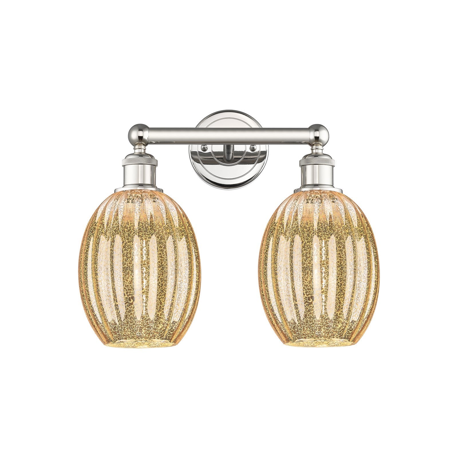 Innovations Preston Bulb 15in 2-Light Bath Vanity Light | Industrial Polished Nickel and Mercury Glass | Bathroom Vanity | Model 616-2W-PN-G459-6ME