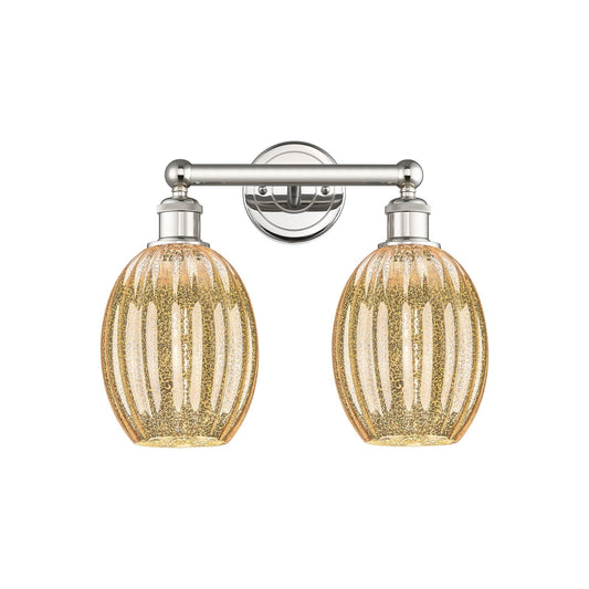 Innovations Preston Bulb 15in 2-Light Bath Vanity Light | Industrial Polished Nickel and Mercury Glass | Bathroom Vanity | Model 616-2W-PN-G459-6ME