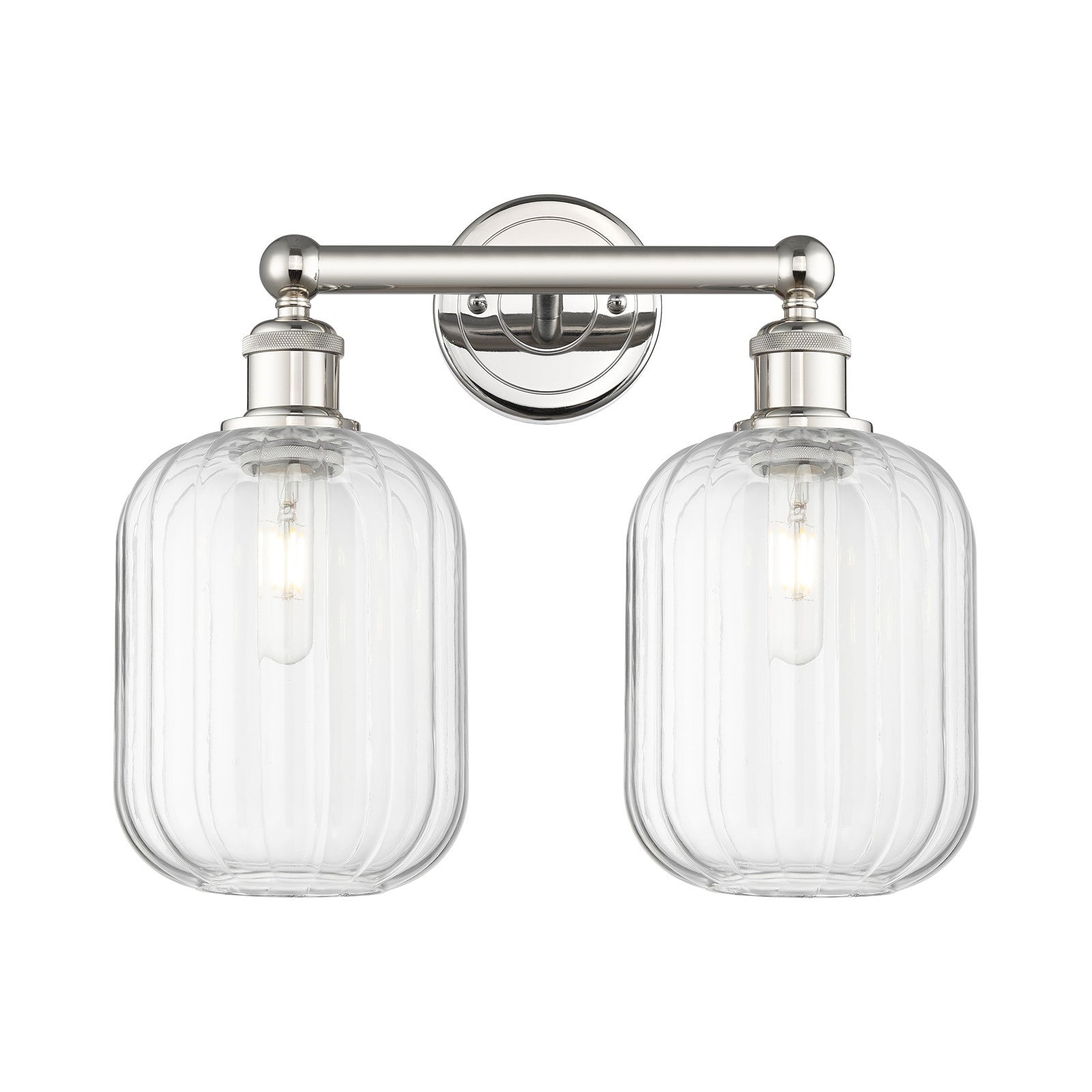 Innovations Preston Cylinder 16in 2-Light Bath Vanity Light | Industrial Polished Nickel and Clear Glass | Bathroom Vanity | Model 616-2W-PN-G460-7CL