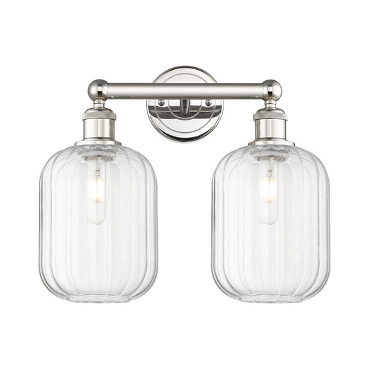Innovations Preston Cylinder 16in 2-Light Bath Vanity Light | Industrial Polished Nickel and Clear Glass | Bathroom Vanity | Model 616-2W-PN-G460-7CL