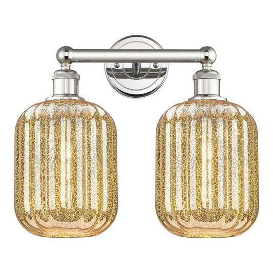 Innovations Preston Cylinder 16in 2-Light Bath Vanity Light | Industrial Polished Nickel and Mercury Glass | Bathroom Vanity | Model 616-2W-PN-G460-7ME