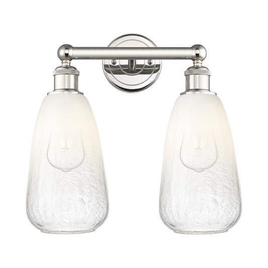 Innovations Brookhaven Almond 15in 2-Light Bath Vanity Light | Industrial Polished Nickel Steel and Opal Glass | Bathroom | Model 616-2W-PN-G480-6OP
