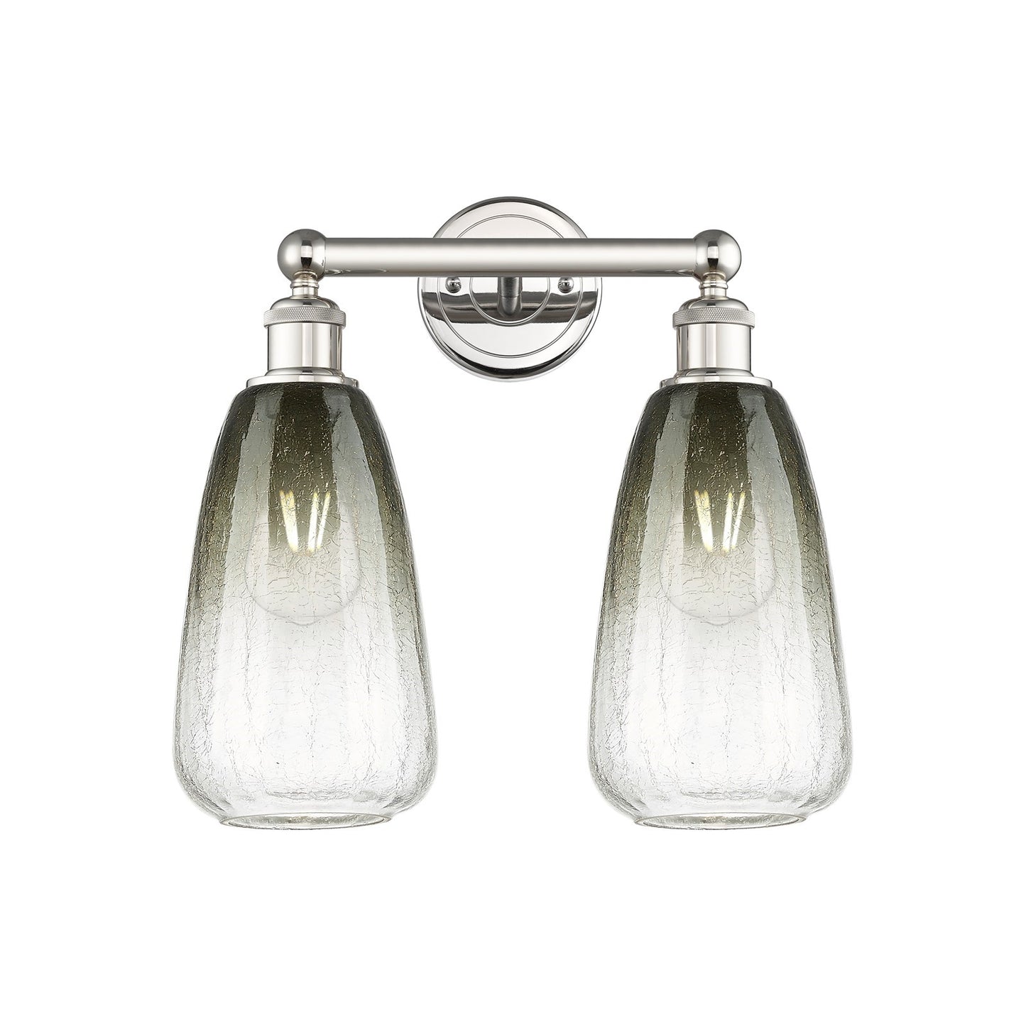 Innovations Brookhaven Almond 15in 2-Light Bath Vanity Light | Industrial Polished Nickel Steel and Slate Glass | Bathroom | Model 616-2W-PN-G480-6SL