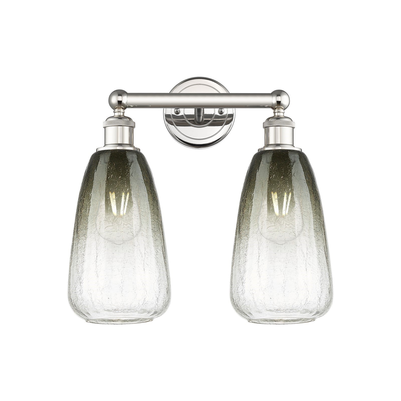 Innovations Brookhaven Almond 15in 2-Light Bath Vanity Light | Industrial Polished Nickel Steel and Slate Glass | Bathroom | Model 616-2W-PN-G480-6SL