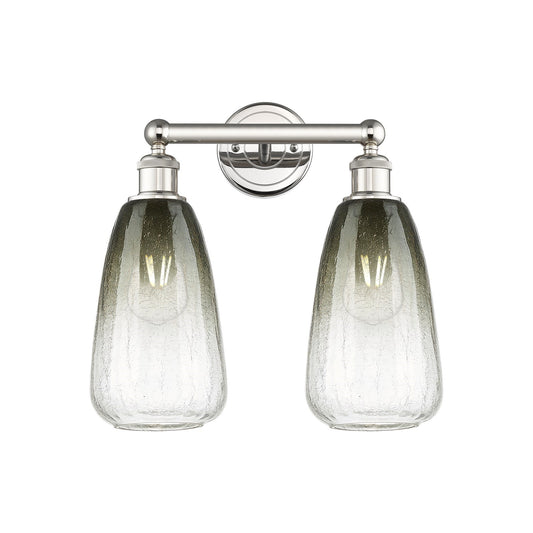 Innovations Brookhaven Almond 15in 2-Light Bath Vanity Light | Industrial Polished Nickel Steel and Slate Glass | Bathroom | Model 616-2W-PN-G480-6SL