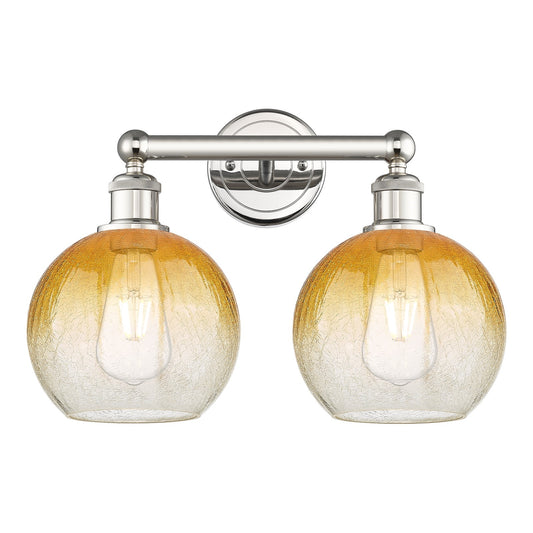 Innovations Brookhaven Globe 17in 2-Light Bath Vanity Light | Industrial Polished Nickel Steel and Amber Glass | Bathroom | Model 616-2W-PN-G483-8AM
