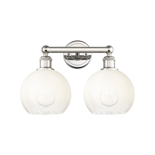 Innovations Brookhaven Globe 17in 2-Light Bath Vanity Light | Industrial Polished Nickel Steel and Opal Glass | Bathroom Vanity | Model 616-2W-PN-G483-8OP