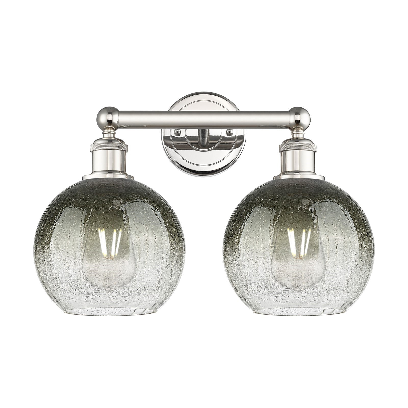 Innovations Brookhaven Globe 17in 2-Light Bath Vanity Light | Industrial Polished Nickel Steel and Slate Glass | Bathroom | Model 616-2W-PN-G483-8SL