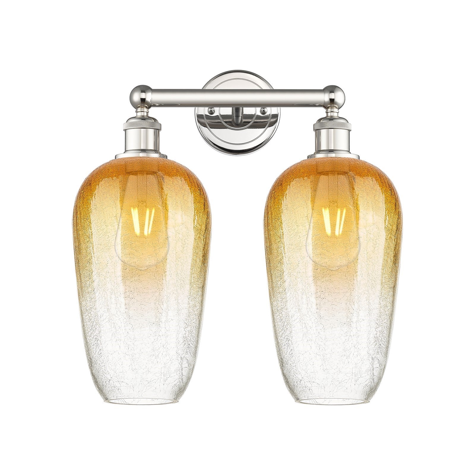 Innovations Brookhaven Flute 16in 2-Light Bath Vanity | Industrial Modern Polished Nickel and Amber Glass | Bathroom Vanity | Model 616-2W-PN-G484-7AM
