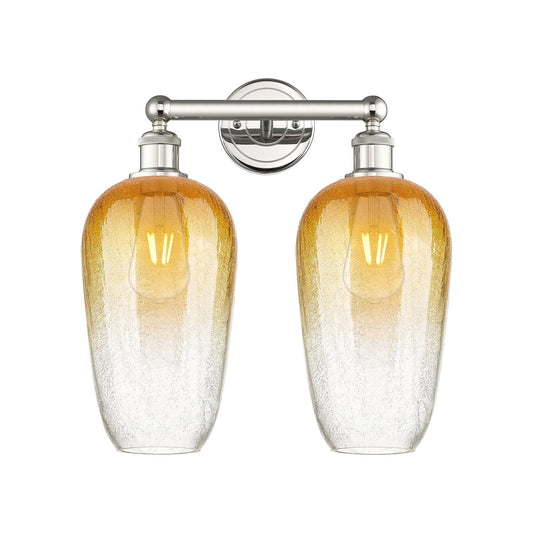 Innovations Brookhaven Flute 16in 2-Light Bath Vanity | Industrial Modern Polished Nickel and Amber Glass | Bathroom Vanity | Model 616-2W-PN-G484-7AM