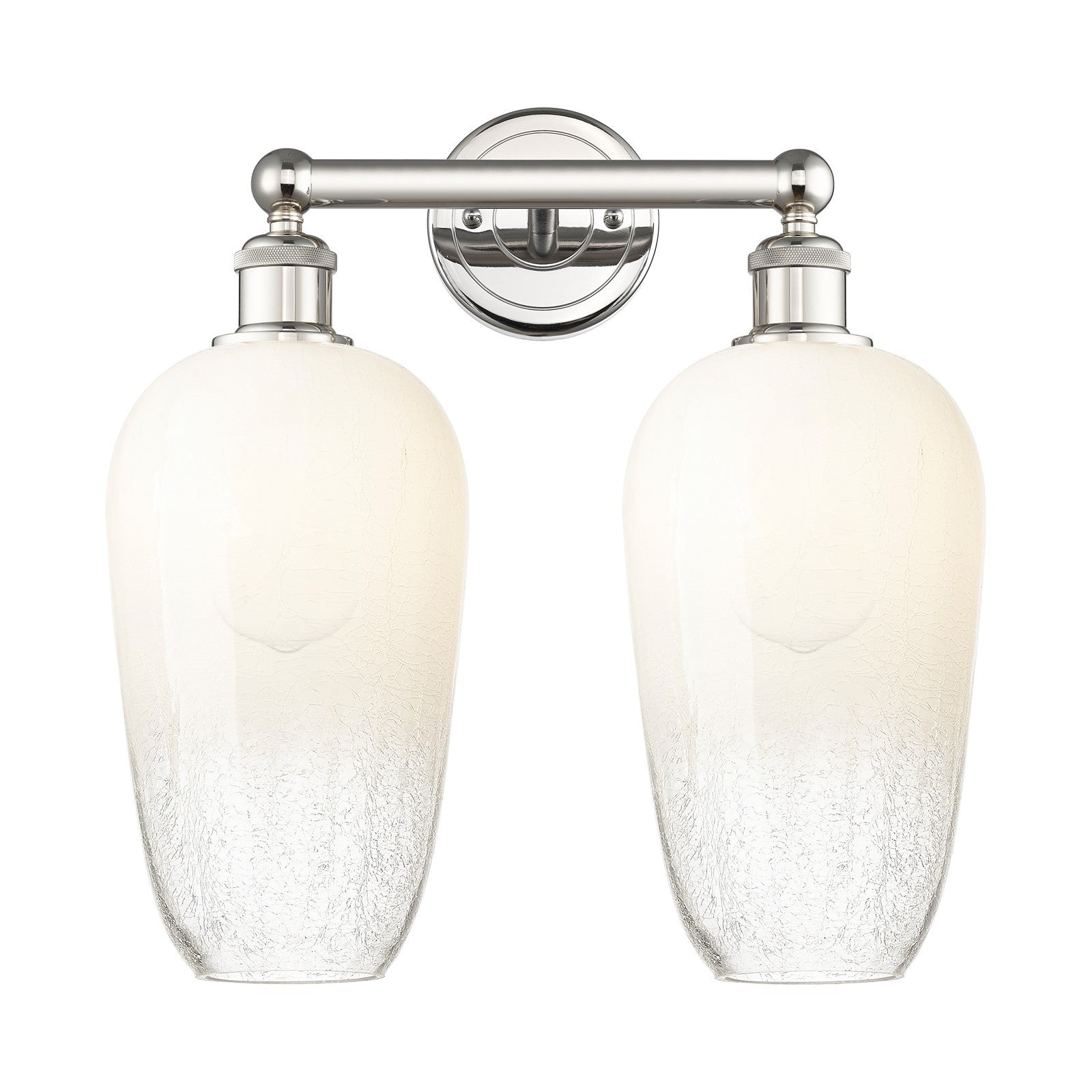 Innovations Brookhaven Flute 16in 2-Light Bath Vanity Light | Industrial Modern Polished Nickel and Opal Glass | Bathroom | Model 616-2W-PN-G484-7OP
