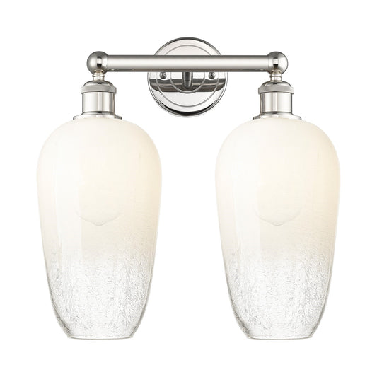 Innovations Brookhaven Flute 16in 2-Light Bath Vanity Light | Industrial Modern Polished Nickel and Opal Glass | Bathroom | Model 616-2W-PN-G484-7OP