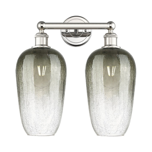 Innovations Brookhaven Flute 16in 2-Light Bath Vanity | Industrial Polished Nickel Steel and Slate Glass | Bathroom Vanity | Model 616-2W-PN-G484-7SL