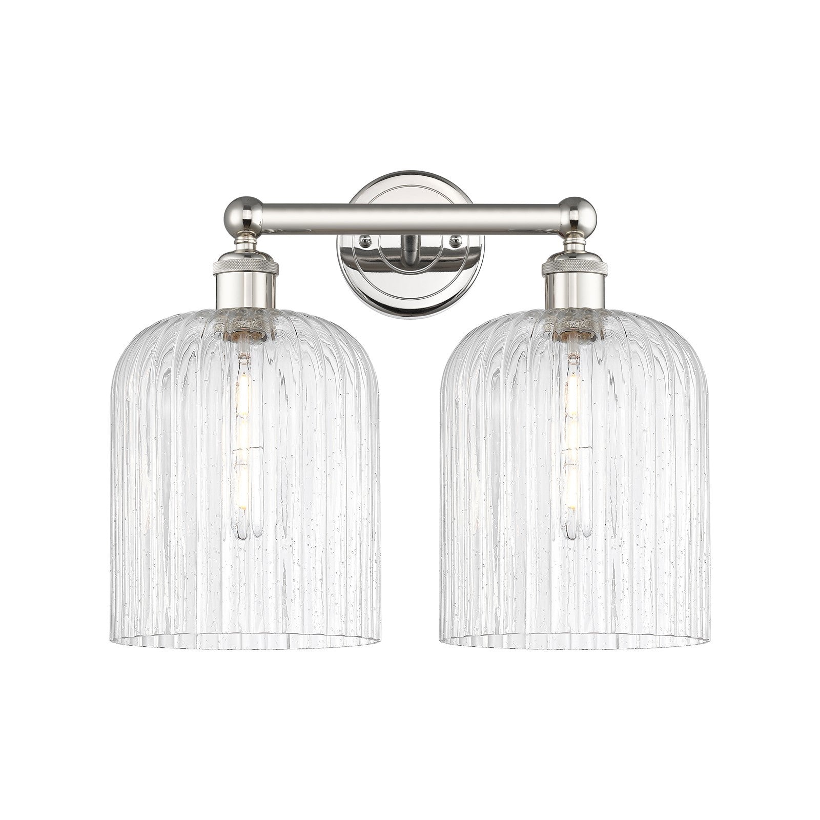 Innovations Bridal Veil 14in 2-Light Bath Vanity Light | Art Nouveau Polished Nickel and Seedy Ribbed Glass | Bathroom Vanity | Model 616-2W-PN-G559-8SDY