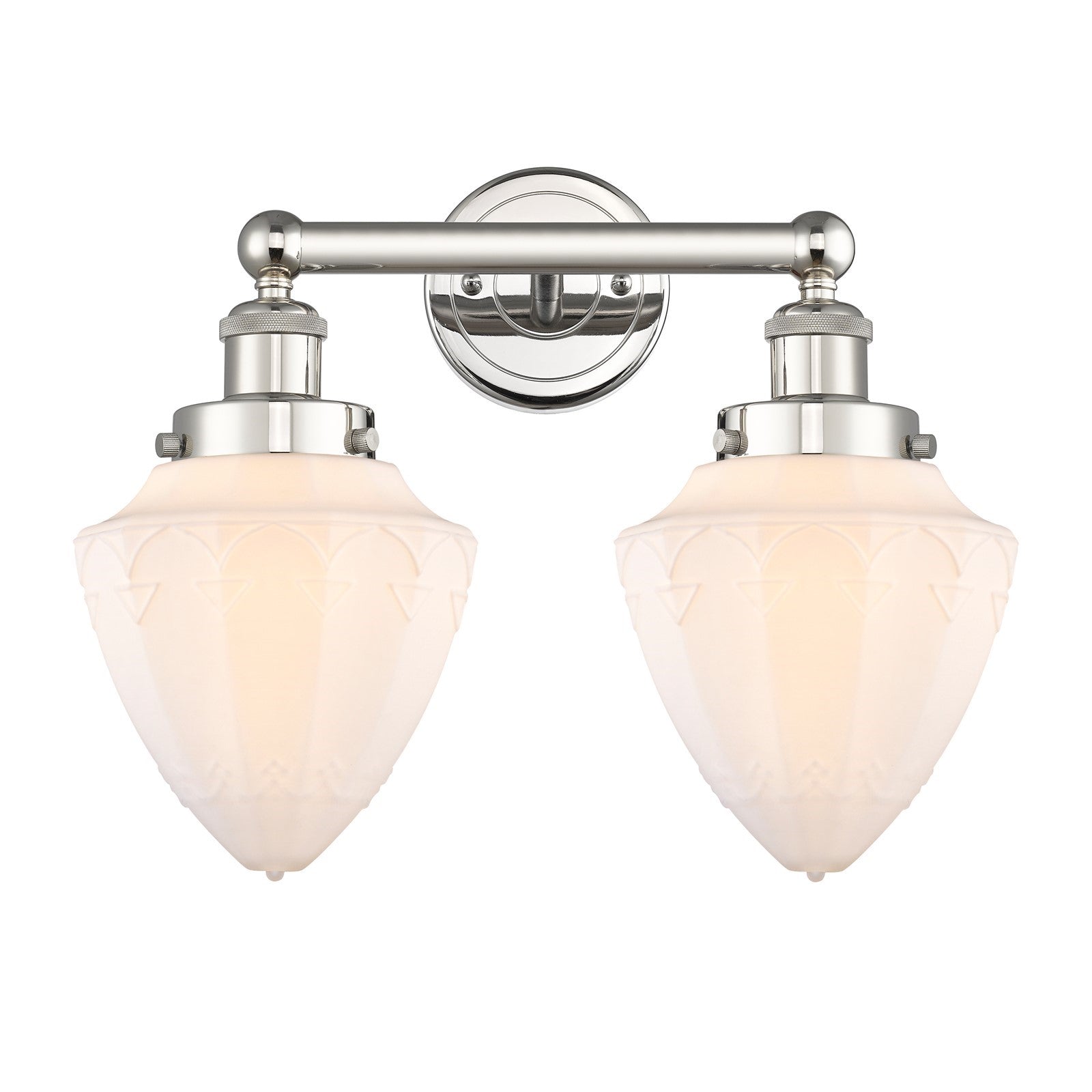 Innovations Bullet 16in 2-Light Bath Vanity Light | Industrial Polished Nickel and Matte White Frosted Glass | Kitchen & Bathroom | Model 616-2W-PN-G661-7