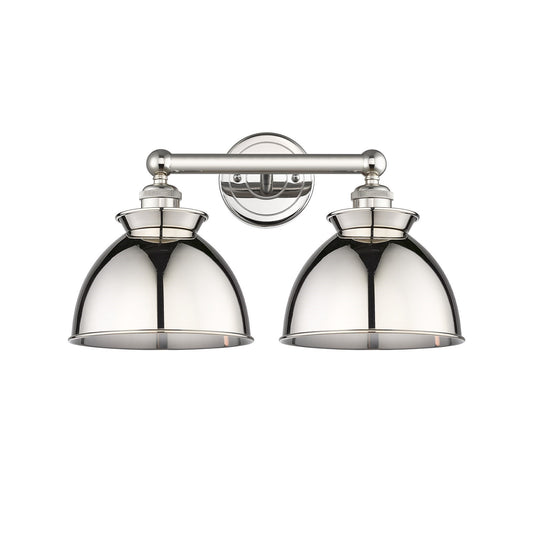 Innovations Adirondack 17in 2-Light Bath Vanity Light | Industrial Farmhouse Polished Nickel Steel and Cast Brass with Polished | Model 616-2W-PN-M14-PN