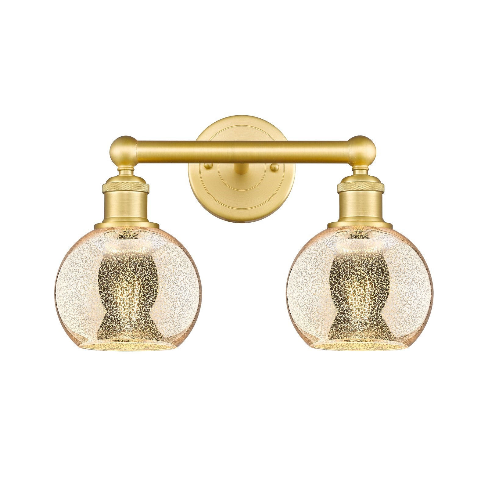 Innovations Athens 15in 2-Light Bath Vanity Light | Industrial Satin Gold Steel and Mercury Glass | Bathroom Vanity & Powder Room | Model 616-2W-SG-G128-6