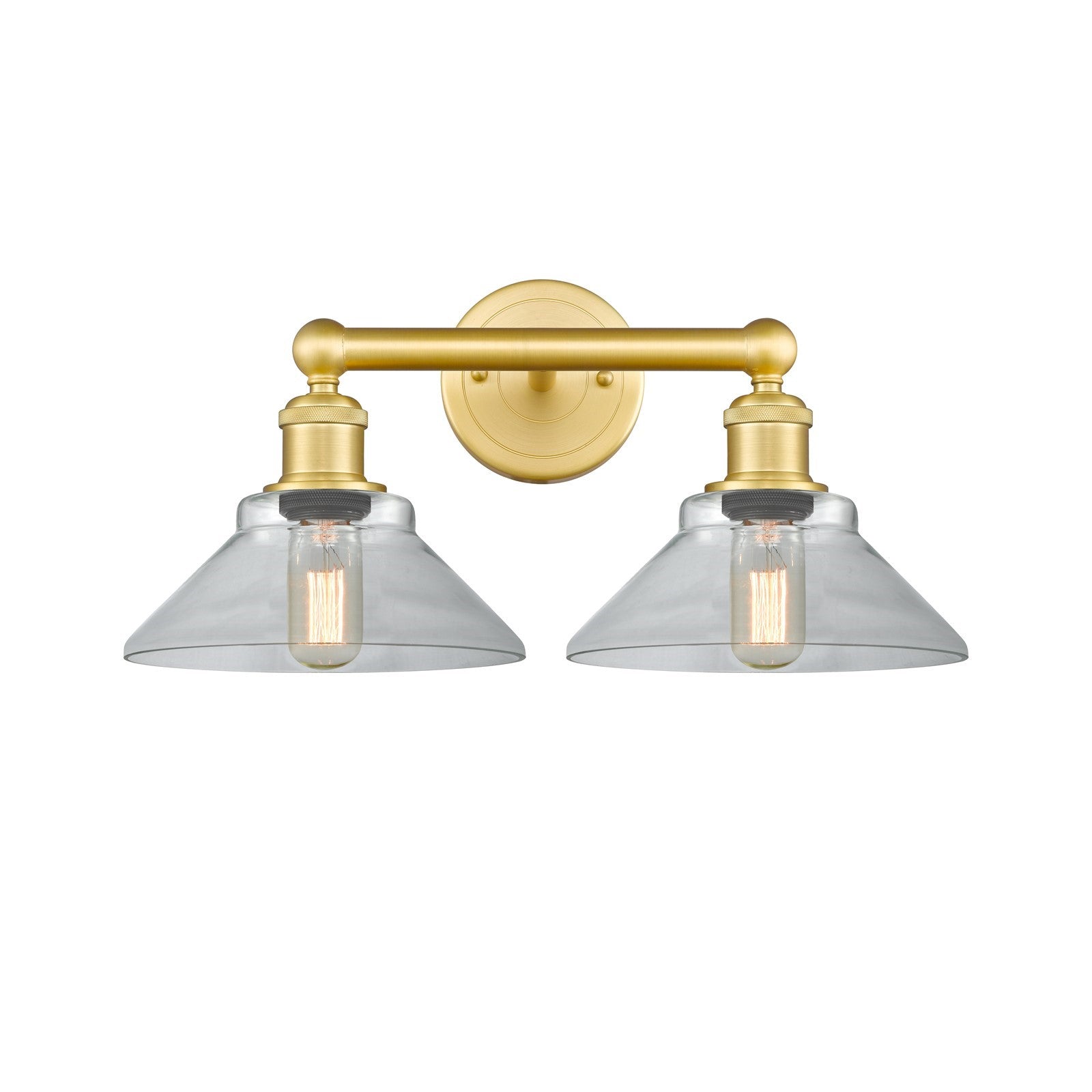 Innovations Orwell 17in 2-Light Bath Vanity Light | Industrial Satin Gold Steel and Clear Glass | Bathroom Vanity & Powder Room | Model 616-2W-SG-G132