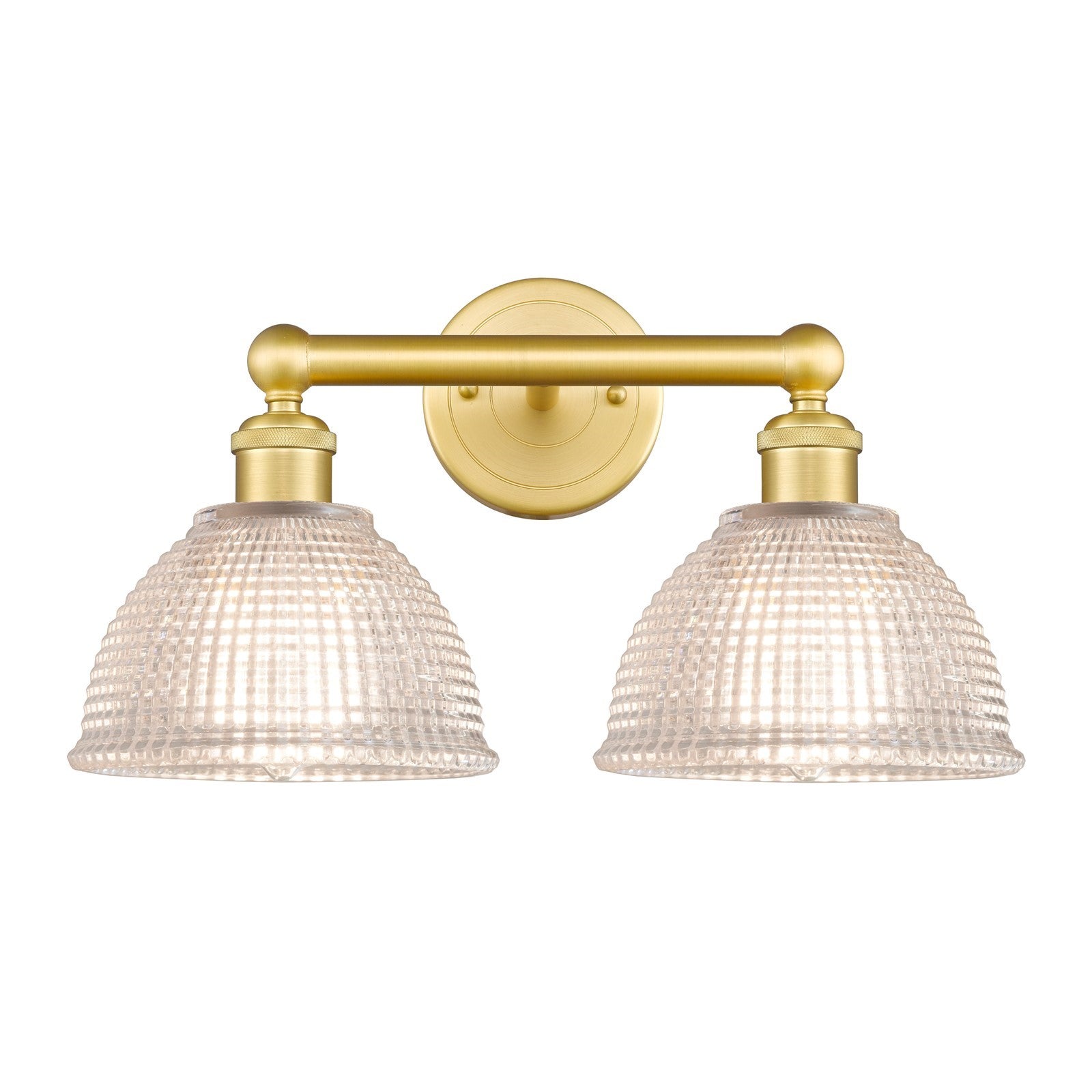 Innovations Arietta 17in 2-Light Bath Vanity Light | Industrial Satin Gold Steel and Clear Glass | Bathroom Vanity | 17 x 10.25 x | Model 616-2W-SG-G422