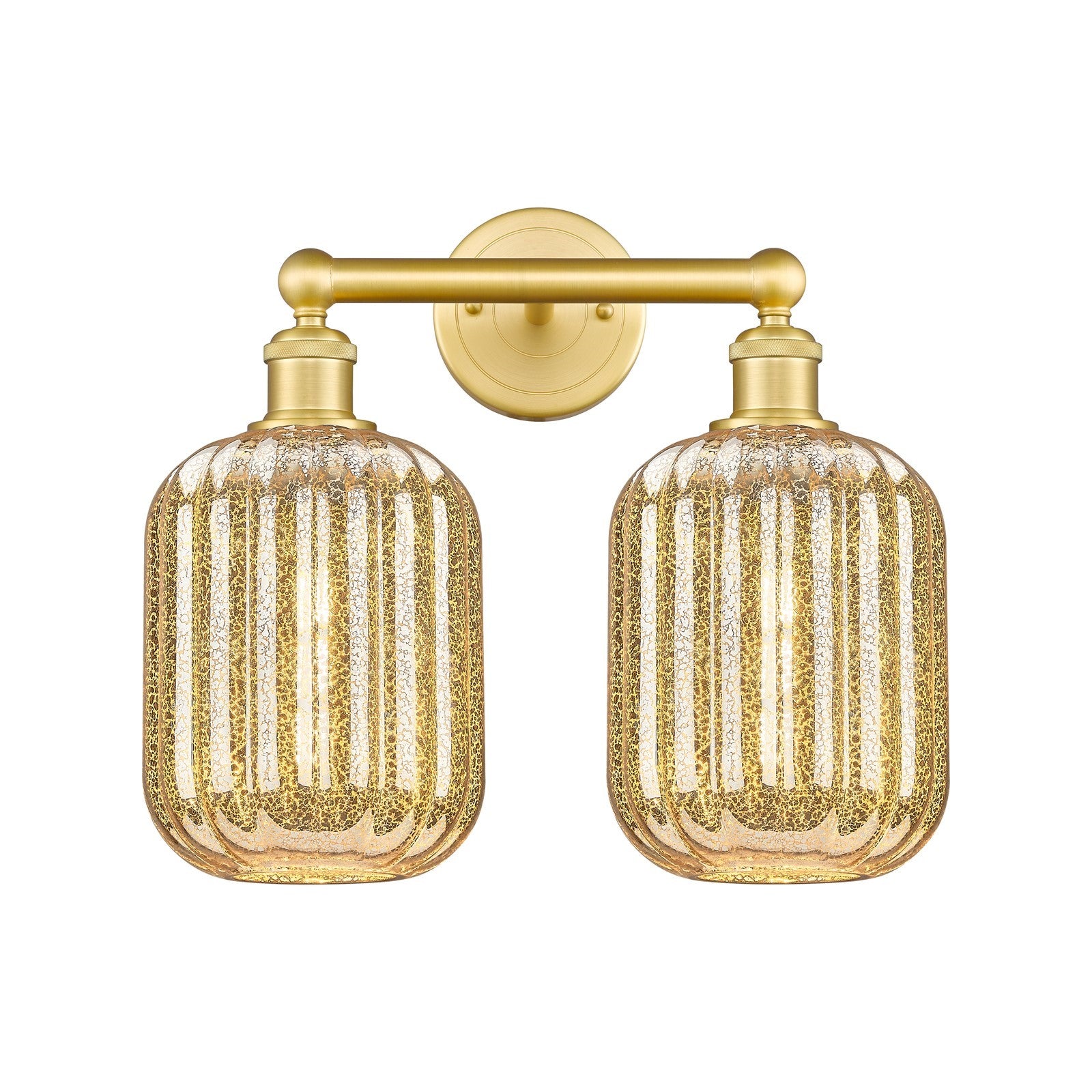 Innovations Preston Cylinder 16in 2-Light Bath Vanity | Industrial Satin Gold Steel and Mercury Glass | Bathroom Vanity & | Model 616-2W-SG-G460-7ME