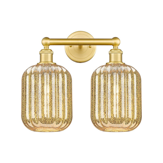 Innovations Preston Cylinder 16in 2-Light Bath Vanity | Industrial Satin Gold Steel and Mercury Glass | Bathroom Vanity & | Model 616-2W-SG-G460-7ME