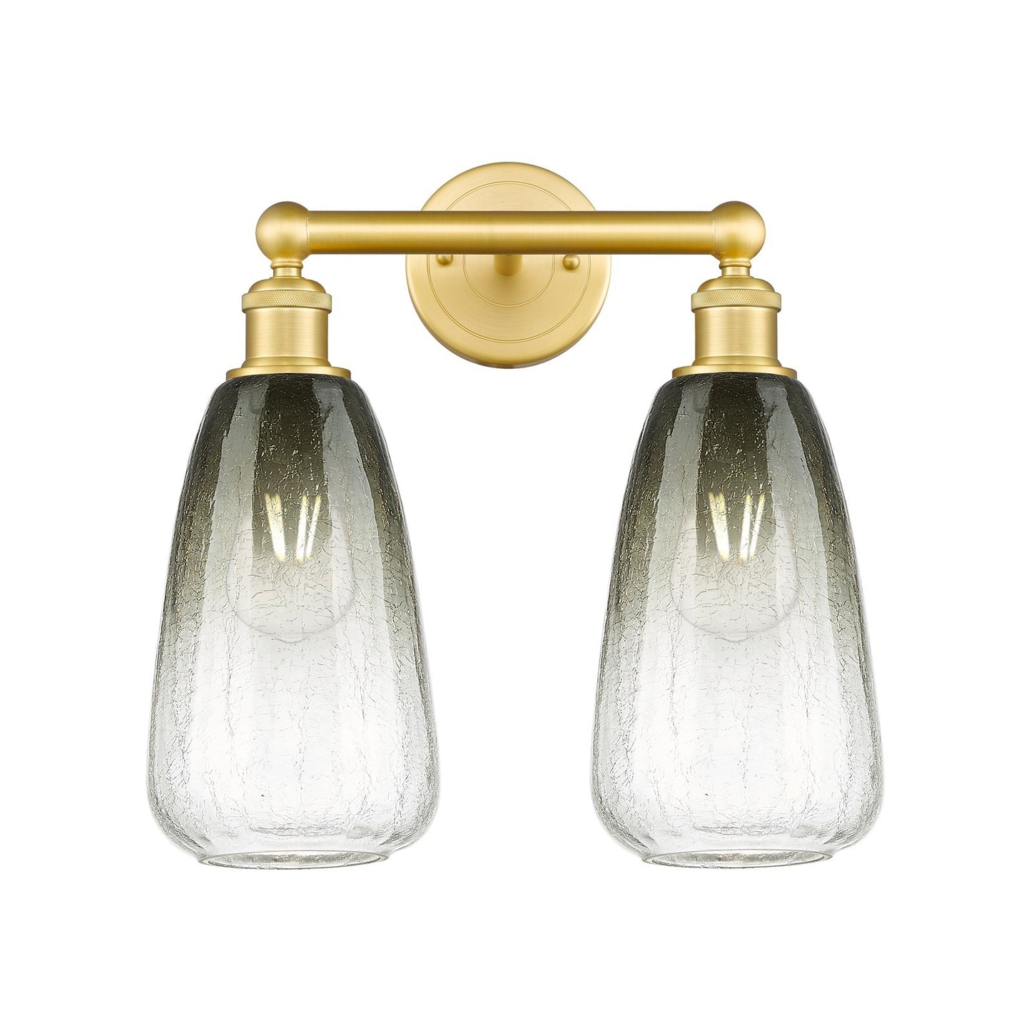 Innovations Brookhaven Almond 15in 2-Light Bath Vanity Light | Industrial Satin Gold Steel and Slate Glass | Bathroom Vanity | Model 616-2W-SG-G480-6SL