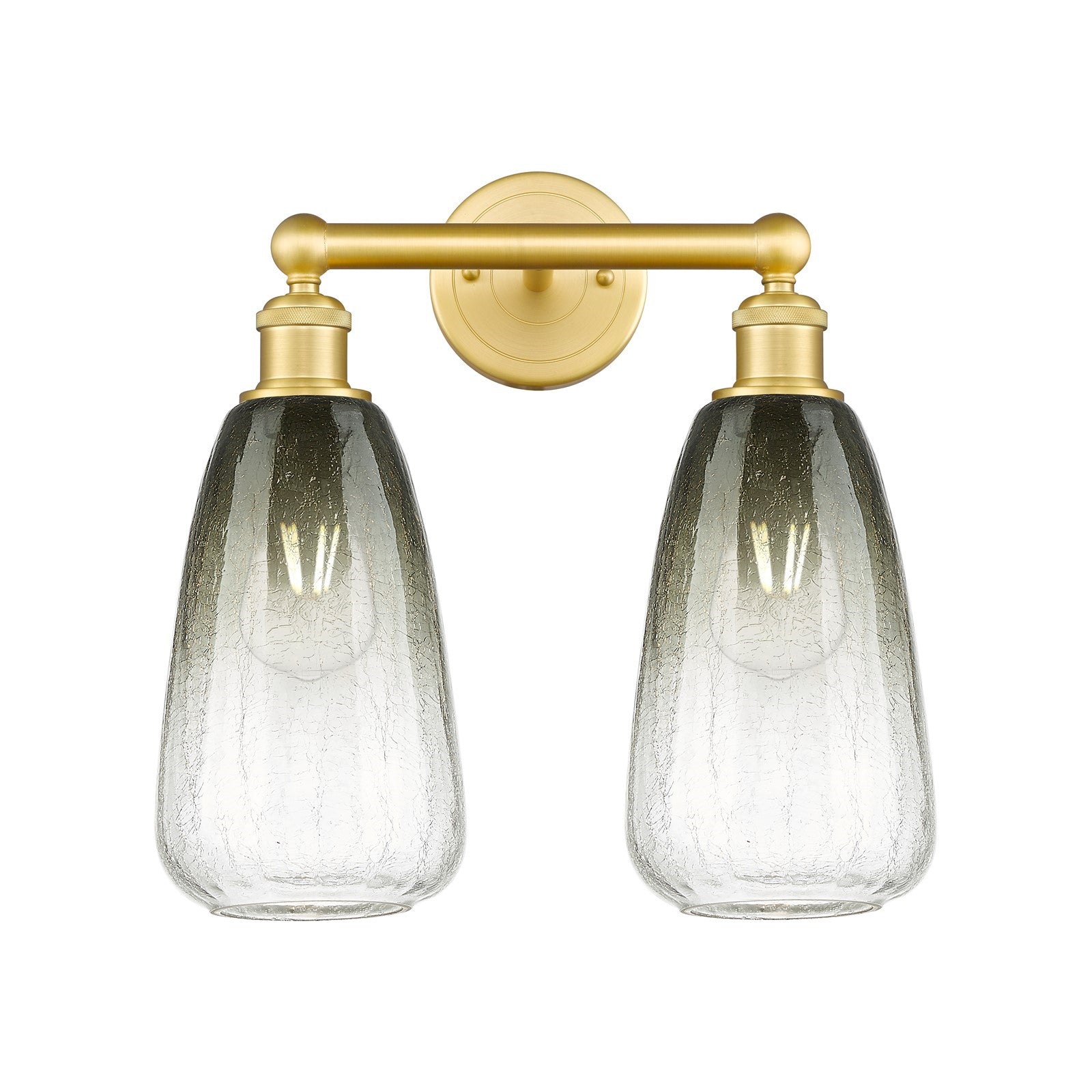 Innovations Brookhaven Almond 15in 2-Light Bath Vanity Light | Industrial Satin Gold Steel and Slate Glass | Bathroom Vanity | Model 616-2W-SG-G480-6SL