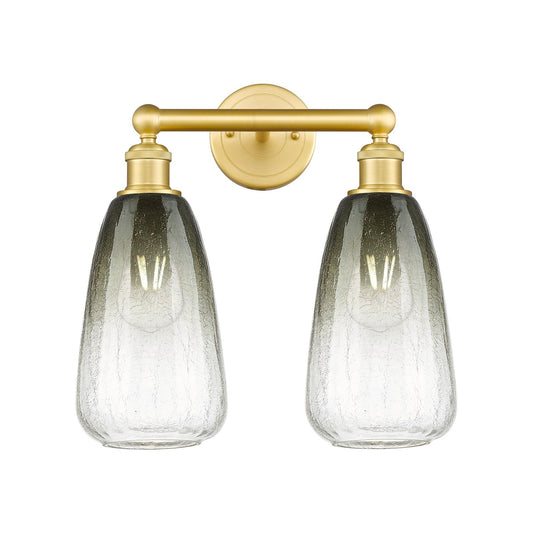 Innovations Brookhaven Almond 15in 2-Light Bath Vanity Light | Industrial Satin Gold Steel and Slate Glass | Bathroom Vanity | Model 616-2W-SG-G480-6SL