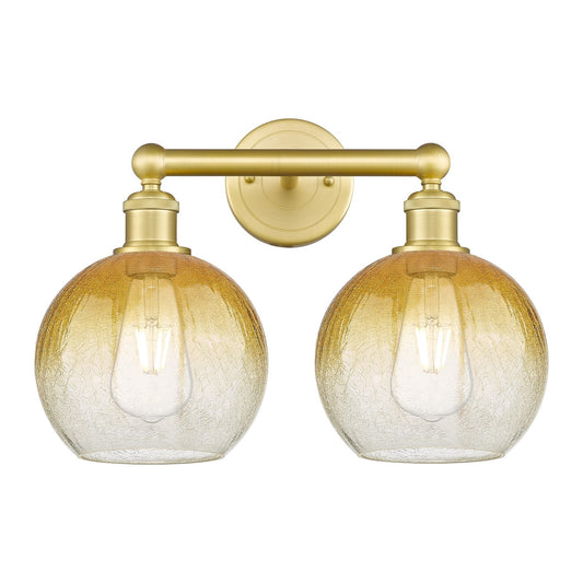 Innovations Brookhaven Globe 17in 2-Light Bath Vanity Light | Industrial Satin Gold Steel and Amber Glass | Bathroom Vanity & | Model 616-2W-SG-G483-8AM