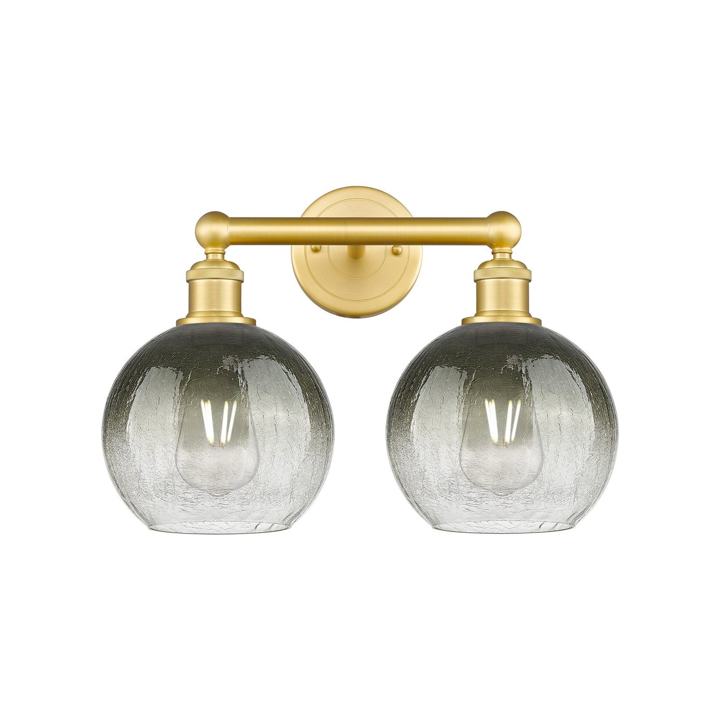 Innovations Brookhaven Globe 17in 2-Light Bath Vanity Light | Industrial Satin Gold Steel and Slate Glass | Bathroom Vanity | Model 616-2W-SG-G483-8SL