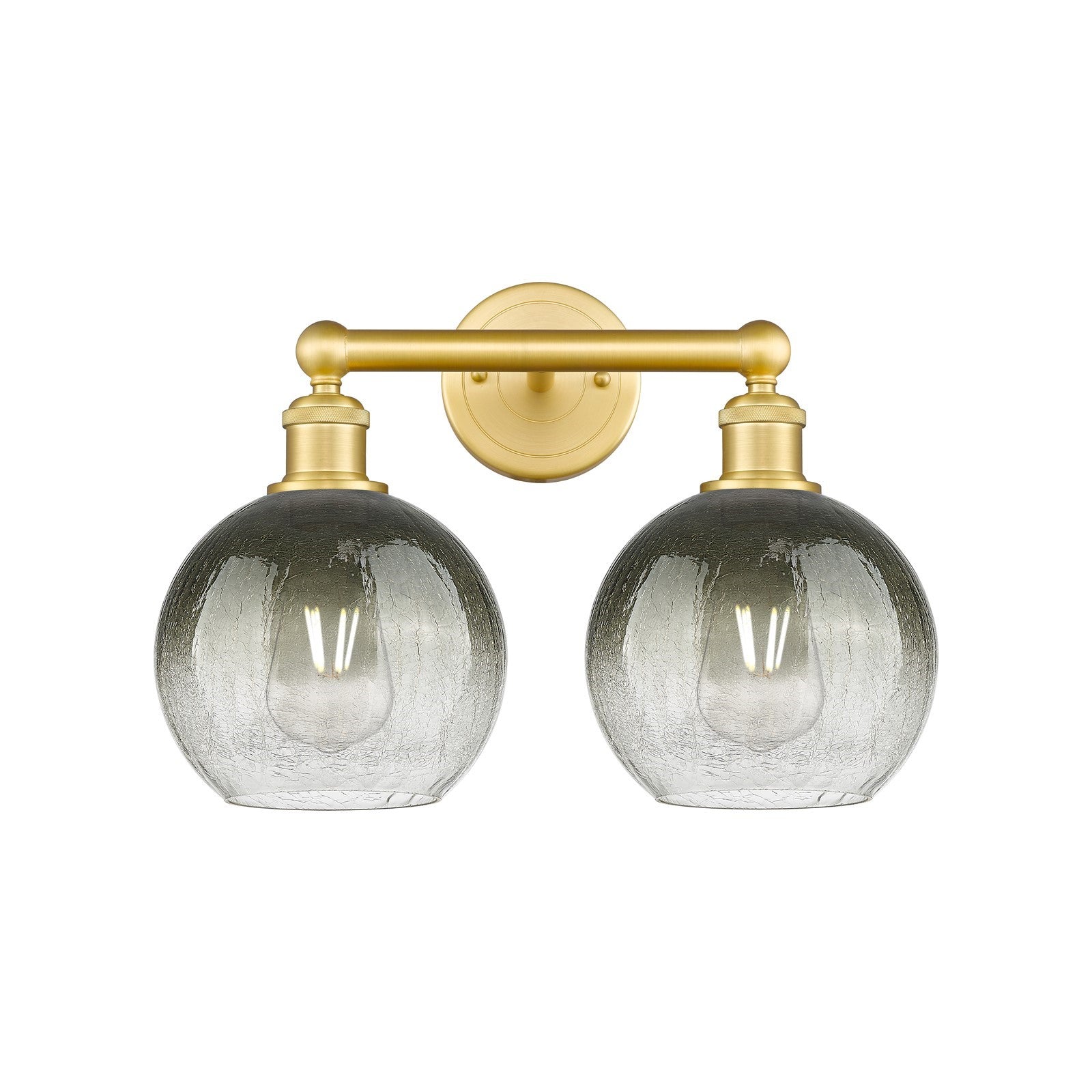 Innovations Brookhaven Globe 17in 2-Light Bath Vanity Light | Industrial Satin Gold Steel and Slate Glass | Bathroom Vanity | Model 616-2W-SG-G483-8SL