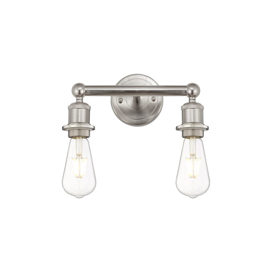 Innovations Lighting Edison 11in 2-Light Bath Vanity Light | Industrial Satin Nickel Steel and Cast Brass | Bathroom Vanity & Powder | Model 616-2W-SN