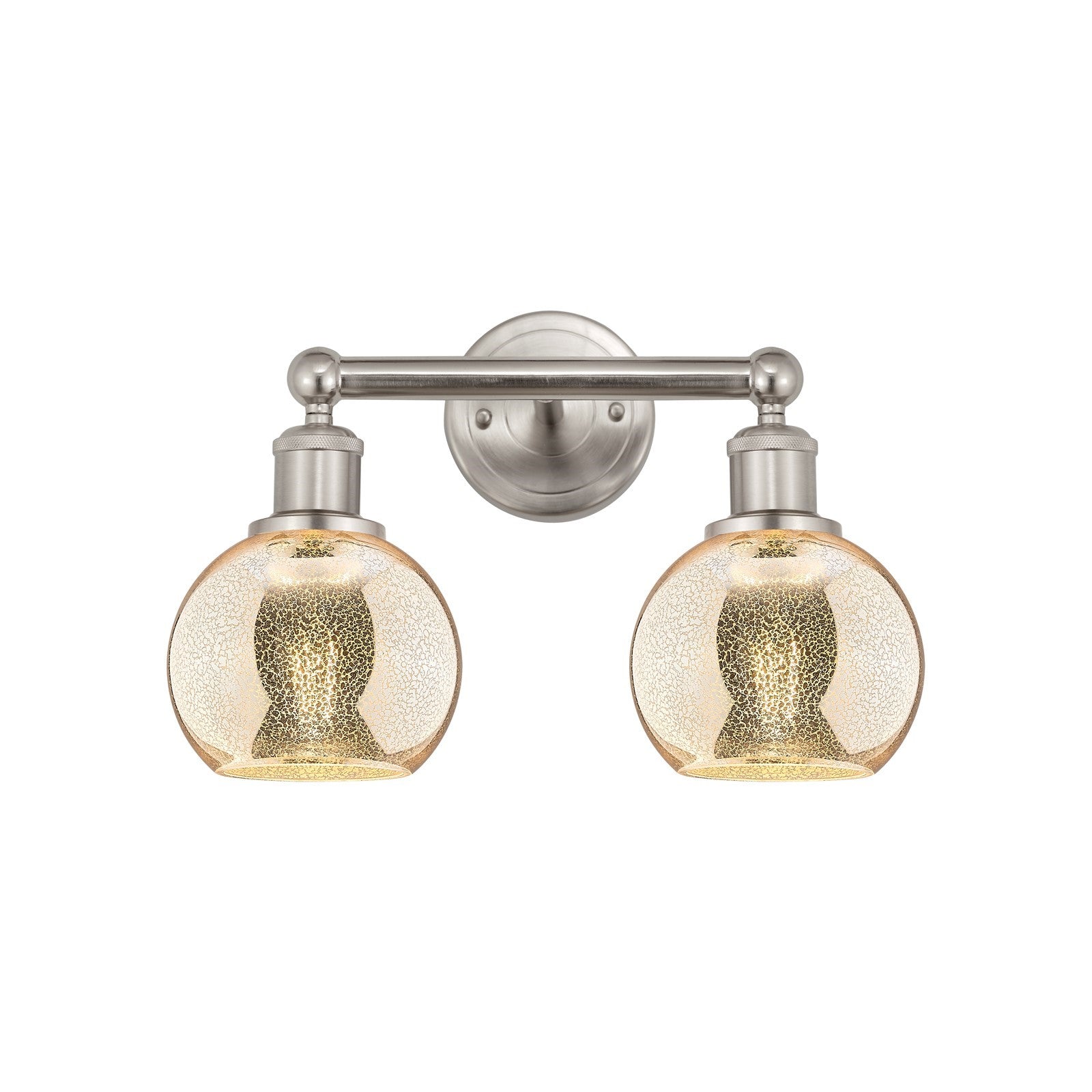 Innovations Athens 15in 2-Light Bath Vanity Light | Industrial Brushed Satin Nickel and Mercury Glass | Bathroom Vanity | 14.88 x | Model 616-2W-SN-G128-6