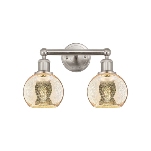 Innovations Athens 15in 2-Light Bath Vanity Light | Industrial Brushed Satin Nickel and Mercury Glass | Bathroom Vanity | 14.88 x | Model 616-2W-SN-G128-6